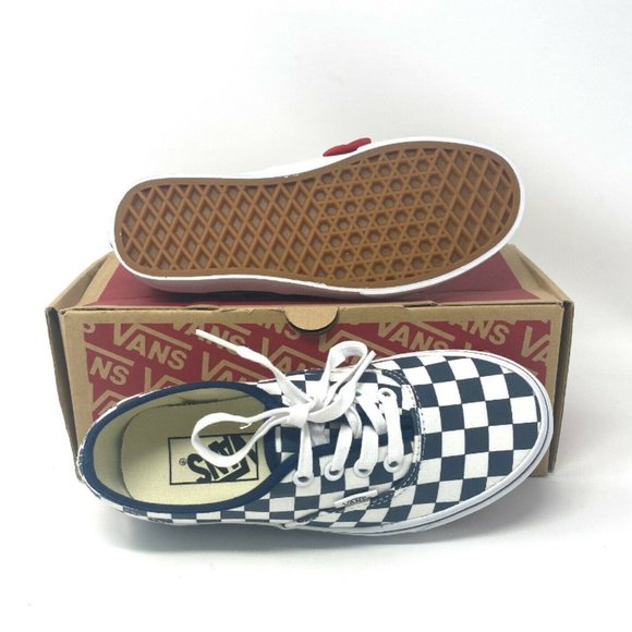 VANS Original Authentic DRS Checkerboard Dark Blue White Kids Sneakers OA2Z5IKLS - Picture 2 of 7